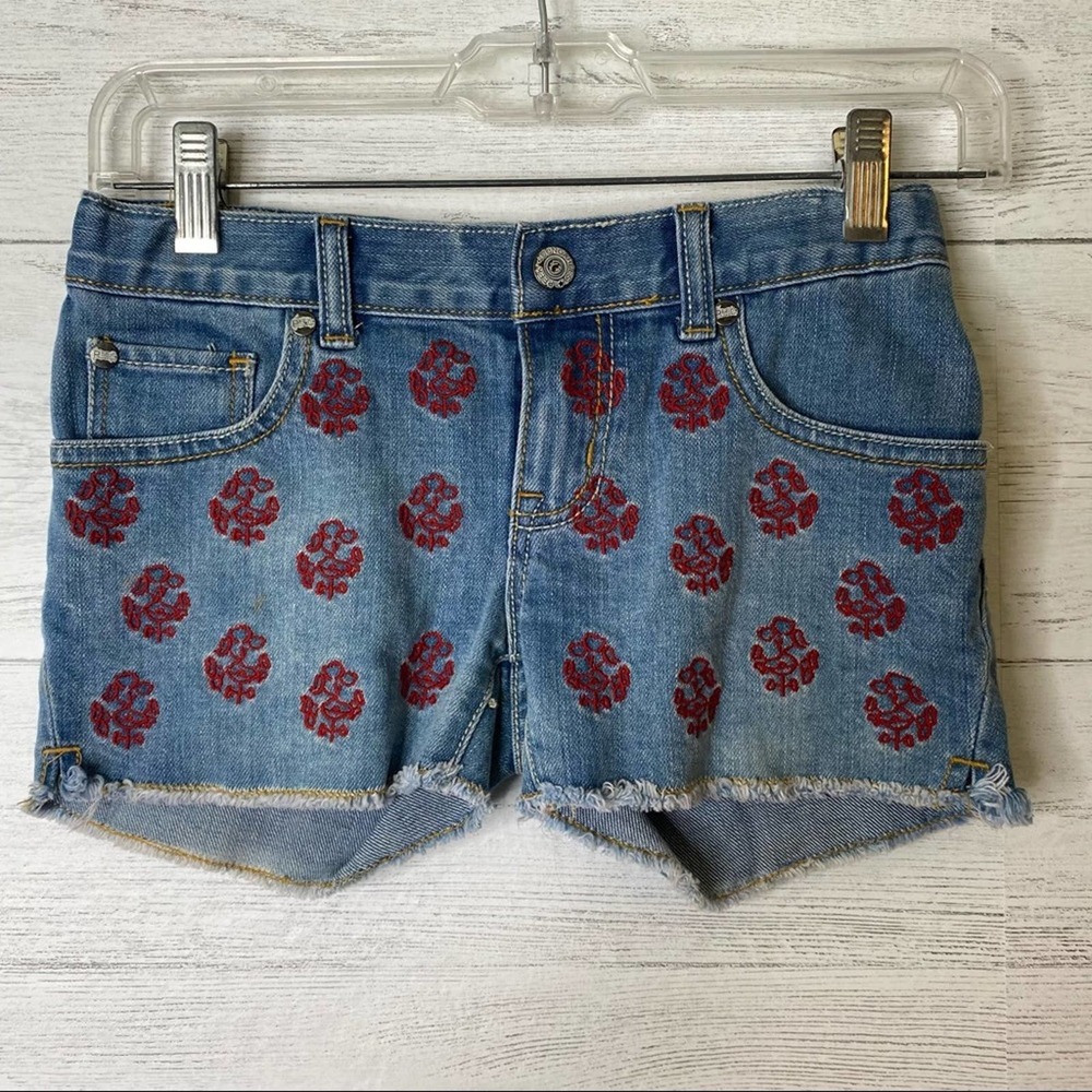 Peek girls embroidered jean shorts size 8
